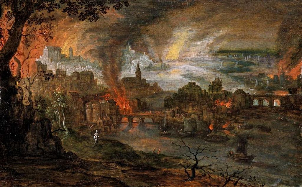Kuva Sodoman ja Gomorran tuhosta.